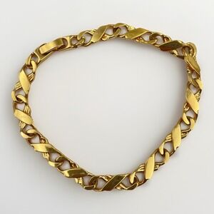 Vintage 90s Gold Tone Infinity Link Chain Bracelet Statement Women's Jewelry